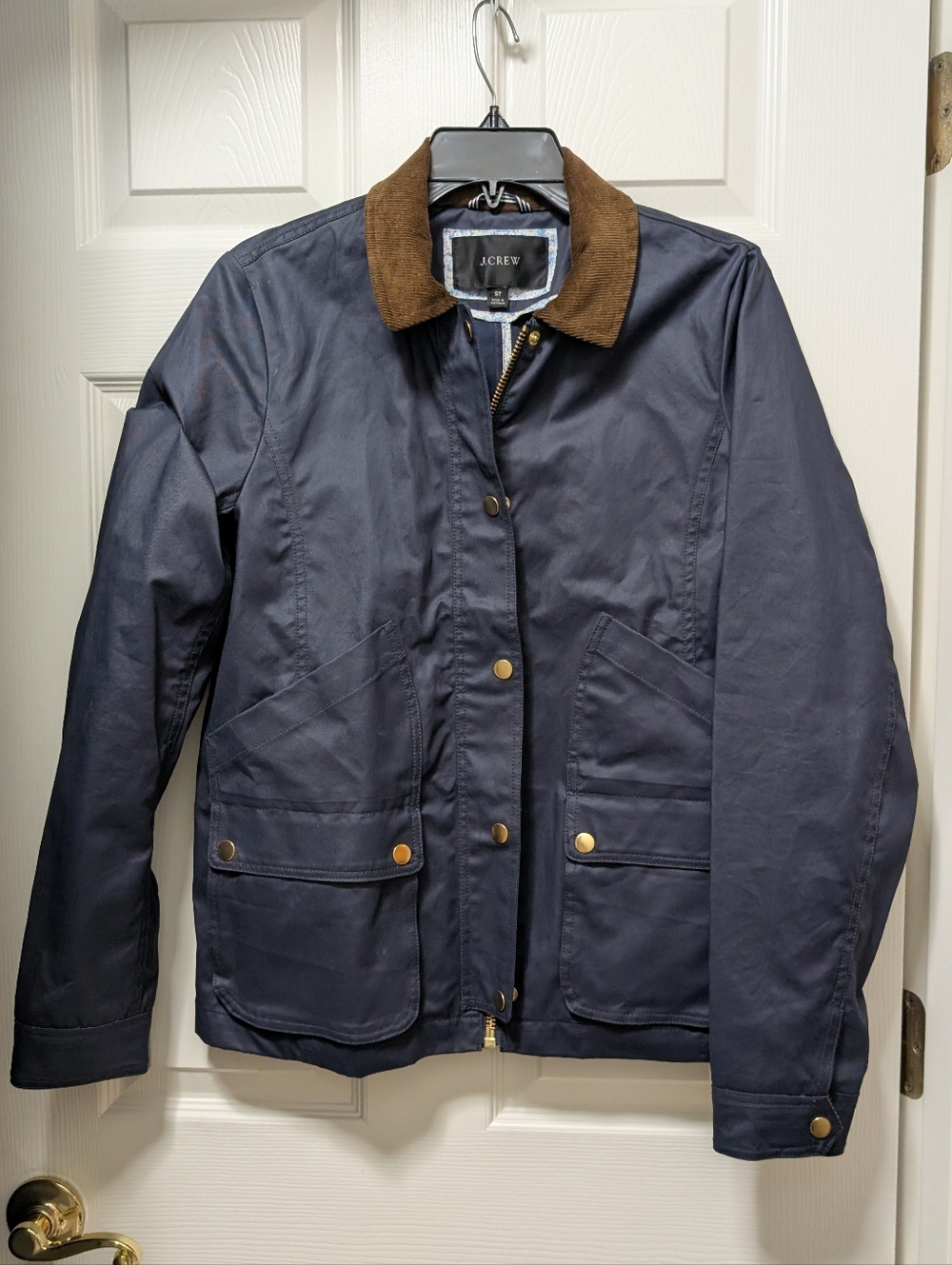 J. Crew Liberty fabric floral Barn Jacket Navy Blue Size ST Small Tall